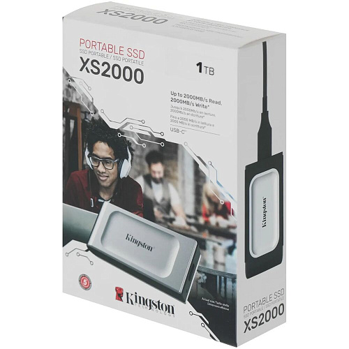 Внешний SSD-накопитель 1Tb Kingston XS2000 SXS2000/1000G (SSD) USB 3.2 серебристый