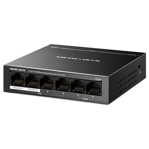 Коммутатор Mercusys MS106P 6 ports 4 ports PoE+ 10/100Mbps неуправляемый