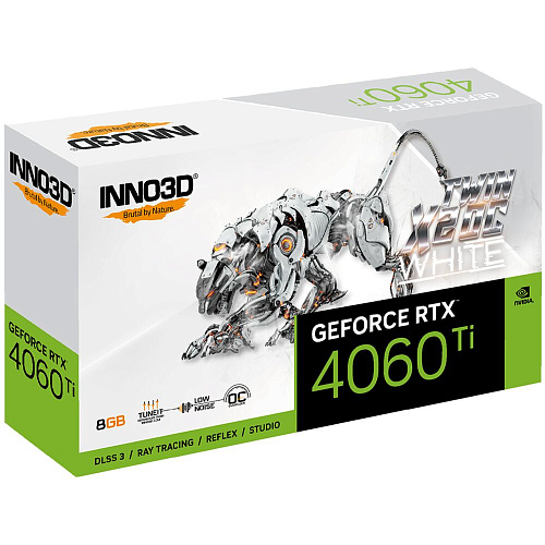 Видеокарта Inno3D GeForce RTX 4060 Ti 8192Mb, Twin X2 OC White 8 Gb (N406T2-08D6X-171153W) 1xHDMI, 3xDP, Ret