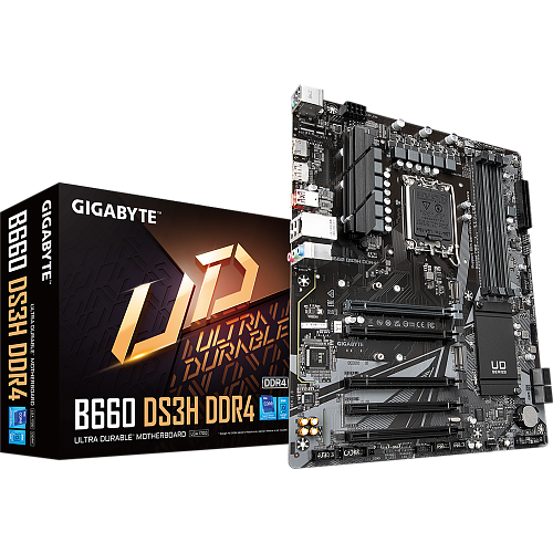 Материнская плата Gigabyte B660 DS3H DDR4 B660 Socket-1700 4xDDR4, 4xSATA3, RAID, 2xM.2, 5xPCI-E16x, 1xUSB3.2, 1xUSB3.2 Type C, DP, HDMI, Glan, ATX