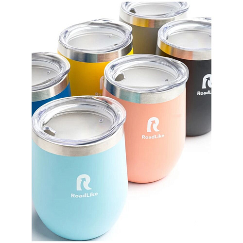 RoadLike Термокружка Mug, голубой, 0,35 л.