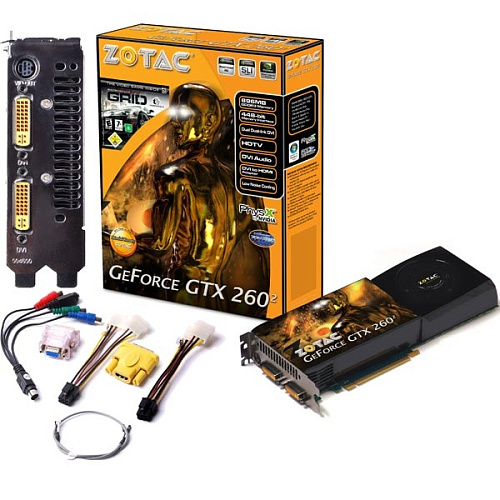 Видеокарта Zotac 896Mb GF GTX 260 ZT-X26E3KE-FSP DDR3, 2xDVI, TV, Ret