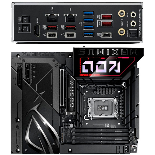 Материнская плата ASUS ROG Maximus Z890 Hero BTF Z890 Soc-1851 4xDDR5, 4xSATA3, RAID, 6хM.2, 4xPCI-E16x, 9xUSB3.2, 2xUSB3.2 Type C, DP, HDMI, WiFi, 2xGlan, ATX