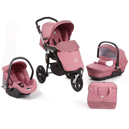 Коляска 3 в 1 Cam Cortina Evolution X3 Tris (розовый/стразы)