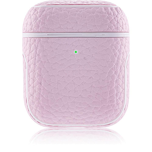Чехол кожаный Brosco для Apple AirPods 2 розовый