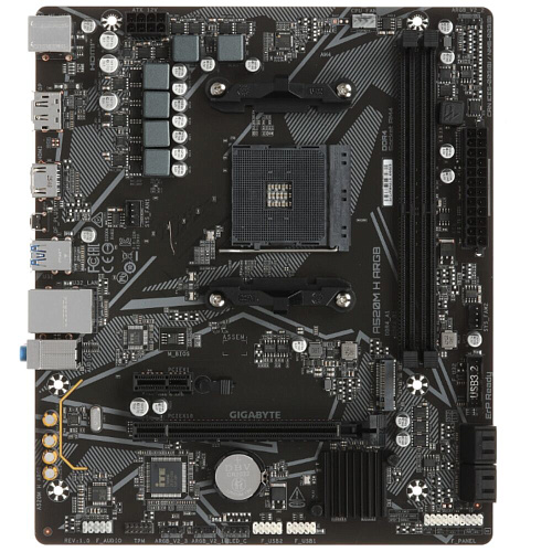 Материнская плата Gigabyte A520M H ARGB Socket-AM4 AMD A520 2xDDR4, 4xSATA3, RAID, 1xM.2, 1xPCI-E 16x, 4xUSB 3.2, DP, HDMI, GLAN mATX Ret