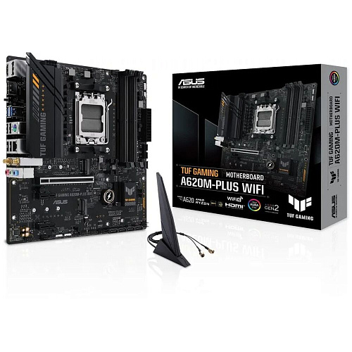 Материнская плата ASUS TUF Gaming A620M-Plus WiFi A620 Socket AM5 4xDDR5, 4xSATA3, 2xM.2, 1xPCI-E16x, 2xUSB3.2, 2xDP, HDMI, WiFi, 2.5Glan, mATX