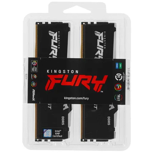 Модуль памяти DIMM 64Gb 2х32Gb DDR5 PC44800 5600MHz Kingston Fury Beast RGB Black (KF556C40BBAK2/64)