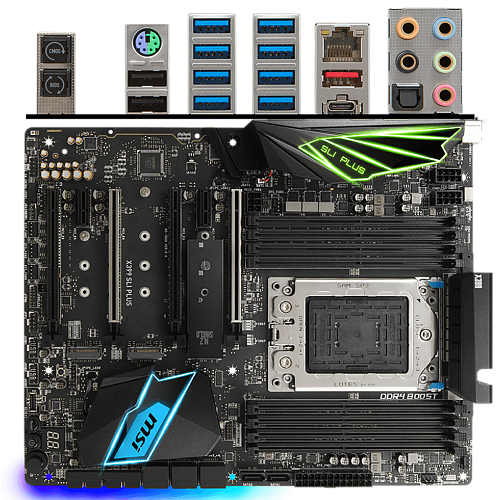 Материнская плата MSI X399 SLI Plus X399 Socket sTR4 8xDDR4, 8xSATA3, RAID, 3xM.2, 4xPCI-E16x, 8xUSB3.1, 1xUSB3.1, Type C, 802.11ac, Glan, ATX Ret