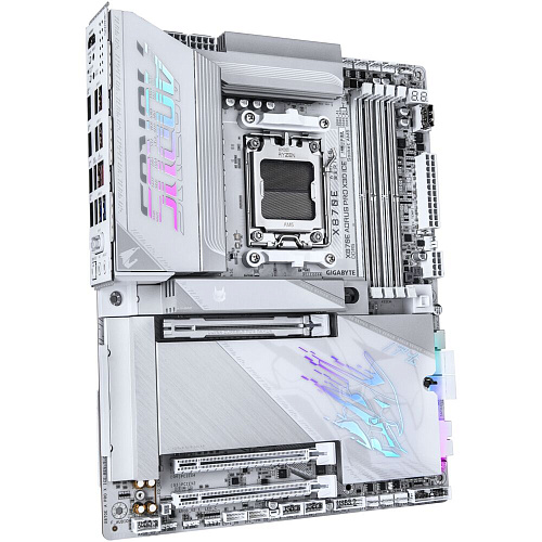 Материнская плата Gigabyte X870E AORUS Pro X3D Ice Socket-AM5 AMD X870E 4xDDR5, 4xSATA3, RAID, 4xM.2, 3xPCI-E16x, 8xUSB3.2, 4xUSB3.2 Type C, HDMI, WiFi, 5Glan, ATX Ret