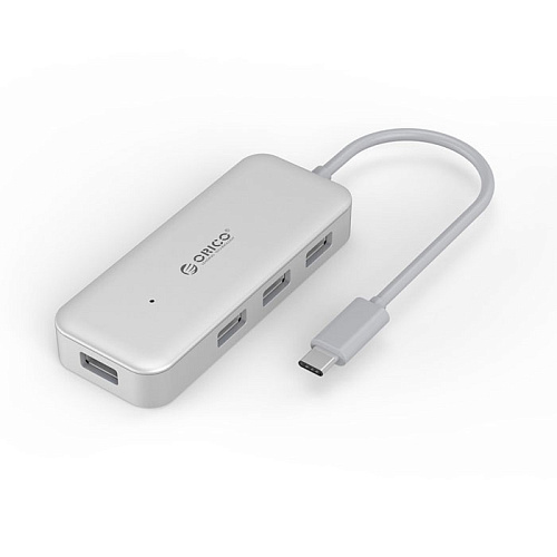 4-port USB type C Hub Orico TC4U-U3 серебристый (USB3.0 тип А х 4)