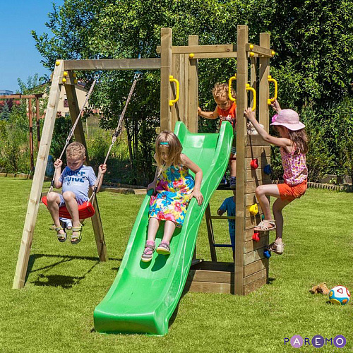 Игровой комплекс Paremo детская скалолазная доска, горка и  качеля PS217-03