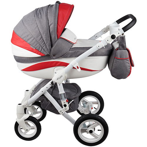 Коляска 3 в 1 Adamex Barletta New (серый+белый+красный B-21/а.к. F-3)