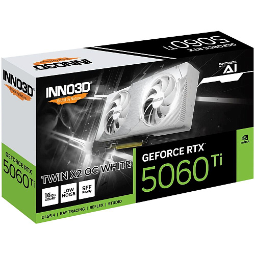 Видеокарта Inno3D GeForce RTX 5060 Ti 16384Mb, Twin X2 OC 16 Gb (N506T2-16D7X-191073W) 1xHDMI, 3xDP, Ret