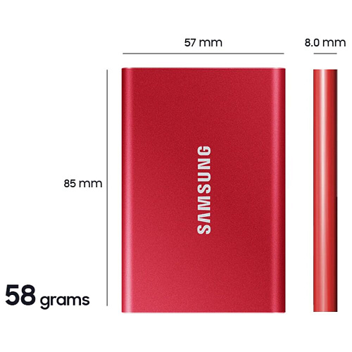 Внешний SSD-накопитель 500Gb Samsung T7 MU-PC500R/WW (SSD) USB 3.2 Type C Красный