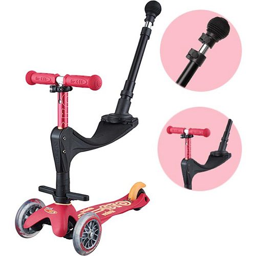 Самокат Mini Micro Deluxe 3 в 1 рубиновый красный