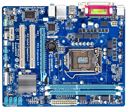 Материнская плата Gigabyte GA-H61M-S2PV Soc-1155, H61, 2xDDR3, 1xPCI-Ex16, GLan mATX УЦЕНКА