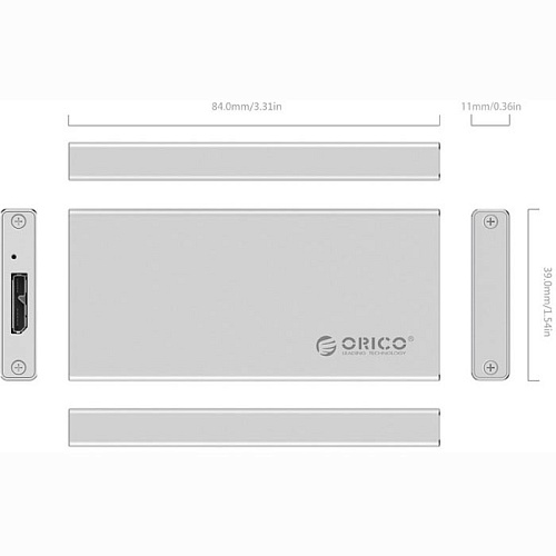 Корпус для SSD mSATA Orico MSA-U3 mSATA, USB3.0 Silver