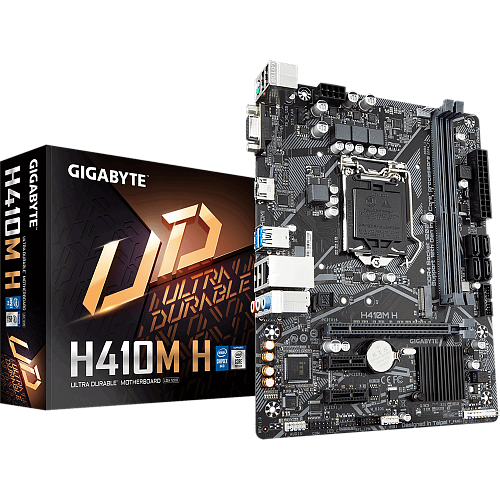 Материнская плата Gigabyte H410M H H410 Socket-1200 2xDDR4, 4xSATA3, 1xM.2, 1xPCI-E16x, 2xUSB3.2, D-Sub, HDMI, Glan, mATX
