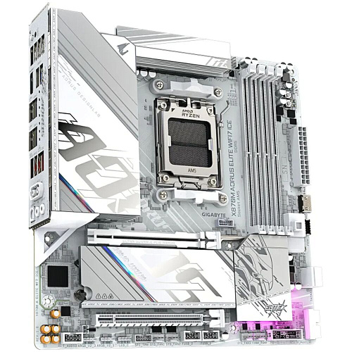 Материнская плата Gigabyte X870M AORUS Elite WiFi7 Ice Socket-AM5 AMD X870 4xDDR5, 2xSATA3, RAID, 2xM.2, 2xPCI-E16x, 5xUSB3.2, 2xUSB3.2 Type C, HDMI, 2.5Glan, mATX Ret