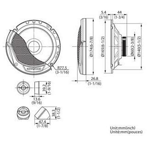 Колонки автомобильные Kenwood KFC-E170P 300Вт 17см двухполосные