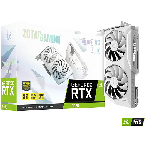 Видеокарта Zotac GeForce RTX 3070 8192Mb, Twin Edge OC White Edition (ZT-A30700J-10P) 1xHDMI, 3xDP, Ret