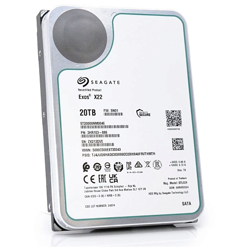 Внутренний жесткий диск 3,5" 20Tb Seagate (ST20000NM004E) 256Mb 7200rpm SATA3 Exos X22 RECERTIFIED