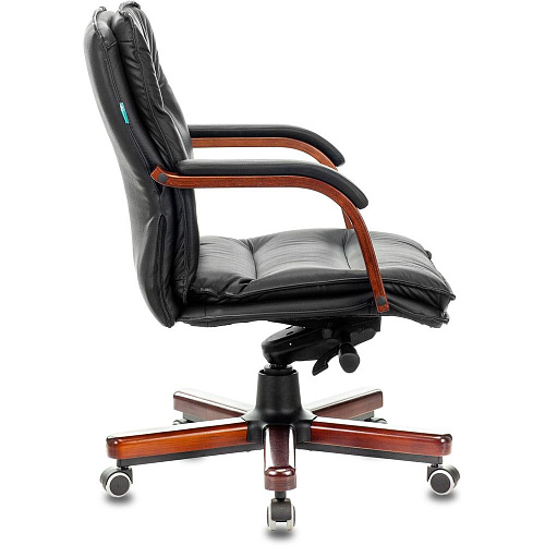 Кресло руководителя Бюрократ T-9927WALNUT-LOW черный кожа низк.спин. крестовина металл/дерево