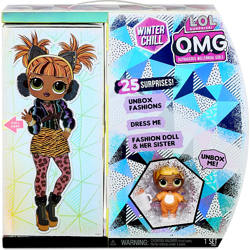 Кукла - сюрприз L.O.L. MGA Original OMG Winter Chill Missy Meow and Baby Cat 570271