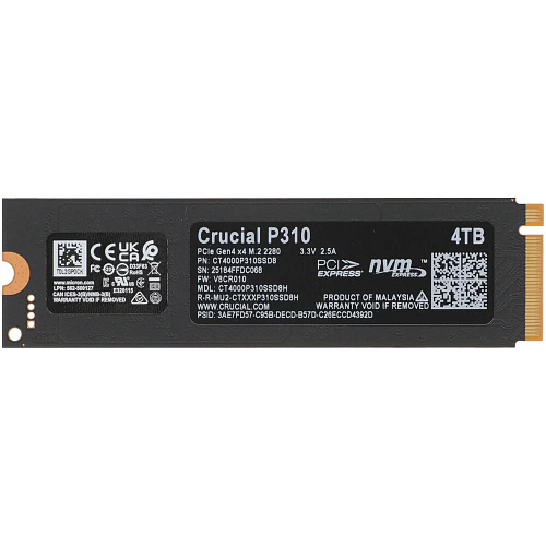 Внутренний SSD-накопитель 4000Gb Crucial P310 (CT4000P310SSD8) M.2 2280 PCIe NVMe 4.0 x4