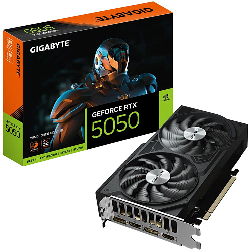 Видеокарта Gigabyte GeForce RTX 5050 8192Mb, Windforce OC V2 8G (GV-N5050WF2OCV2-8GD) 2xHDMI, 2xDP, Ret
