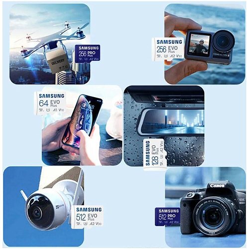 Карта памяти Micro SecureDigital 64Gb SDXC Samsung Evo Plus class10 UHS-I U3 (MB-MC64SA)