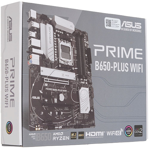 Материнская плата ASUS Prime B650-Plus WiFi B650 Socket AM5 4xDDR5, 4xSATA3, RAID, 2xM.2, 2xPCI-E16x, 5xUSB3.2, 1xUSB3.2 Type C, DP, HDMI, WiFi, 2.5Glan, ATX