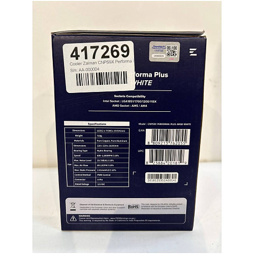 Охлаждение CPU Cooler Zalman CNPS9X Performa Plus ARGB White 1150/1155/1200/1700/1851/AM4/AM5 УЦЕНКА