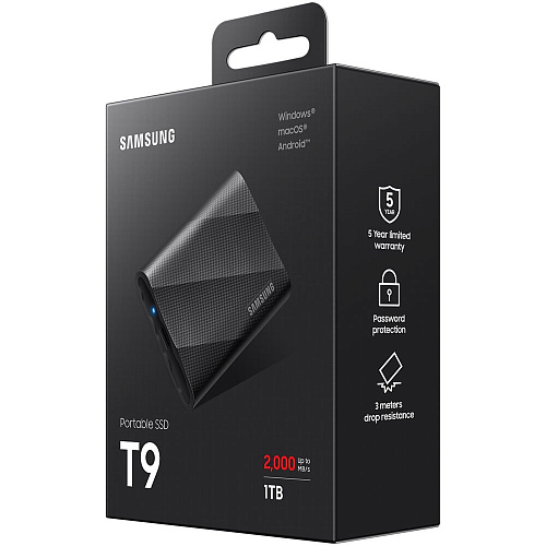Внешний SSD-накопитель 1Tb Samsung T9 MU-PG1T0B/WW (SSD) USB 3.2 Type C Черный
