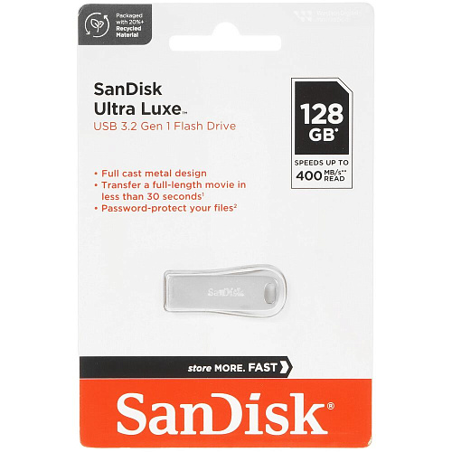 USB Flash накопитель 128GB SanDisk CZ74 Ultra Luxe (SDCZ74-128G-G46) USB 3.0 Серебристый