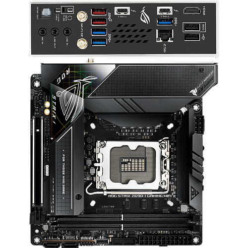 Материнская плата ASUS ROG Strix Z690-I Gaming WiFi Z690 Socket-1700 2xDDR5, 4xSATA3, RAID, 2xM.2, 1xPCI-E16x, 5xUSB3.2, 2xUSB3.2 Type C, HDMI, WiFi, 2.5Glan, mini-ITX