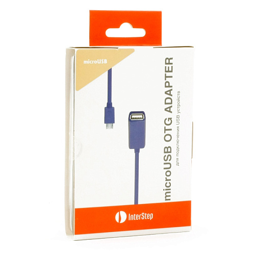 Кабель OTG для мобильных телефонов и планшетов USB2.0 тип А(f)-microB(5P) OTG 0,15м. Interstep фиолетовый
