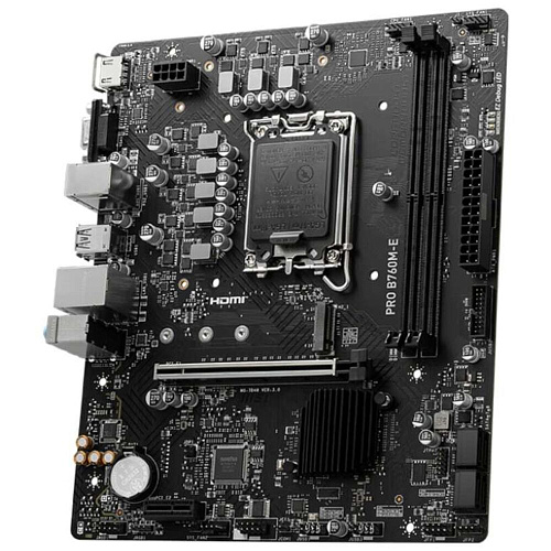 Материнская плата MSI Pro B760M-E B760 Socket-1700 2xDDR5, 4xSATA3, 1xM.2, 1xPCI-E16x, 2xUSB3.2, D-Sub, HDMI, Glan, mATX УЦЕНКА