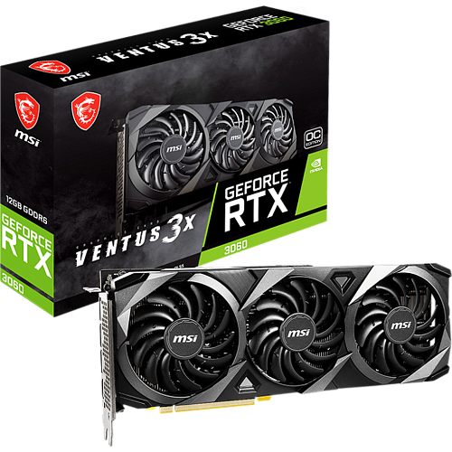 Видеокарта MSI GeForce RTX 3060 12288Mb, Ventus 3X OC (RTX 3060 Ventus 3X OC 12G) 1xHDMI, 3xDP, Ret