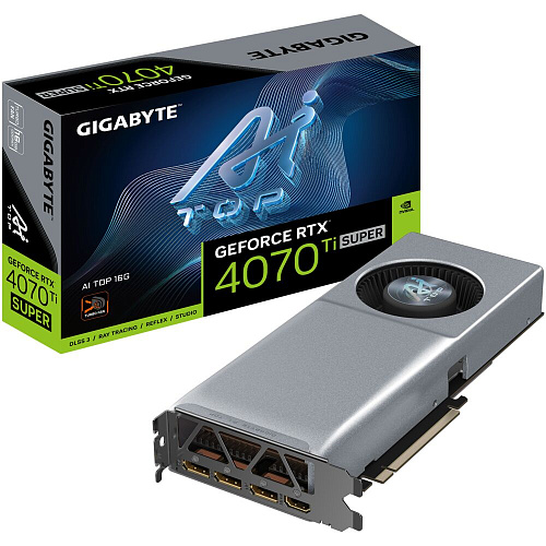 Видеокарта Gigabyte GeForce RTX 4070 Ti Super 16384Mb, AI TOP 16 Gb (GV-N407TSAI TOP-16GD) 1xHDMI, 3xDP, Ret