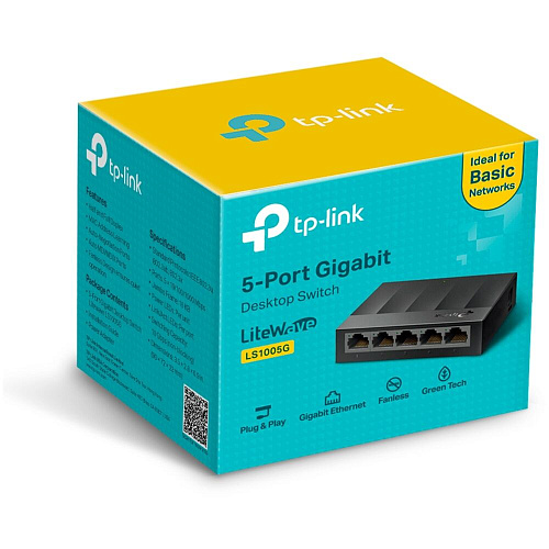 Коммутатор TP-LINK LS1005G неуправляемый 5 портов 10/100/1000Мбит/с