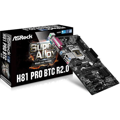 Материнская плата ASRock H81 Pro BTC R2.0 H81 Socket-1150 2xDDR3, 2xSATA3, 1xPCI-E16x, 2xUSB3.0, D-SUB, HDMI, Glan, ATX, Ret