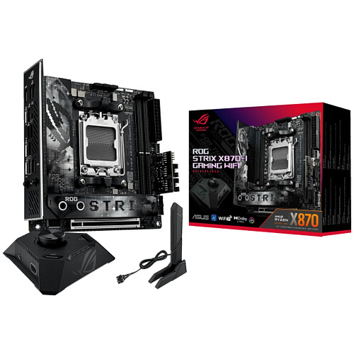 Материнская плата ASUS ROG Strix X870-I Gaming WiFi X870 Socket AM5 2xDDR5, 2xSATA3, RAID, 2xM.2, 1xPCI-E16x, 4xUSB3.2, 3xUSB3.2 Type C, DP, HDMI, WiFi, Glan, mini-ITX