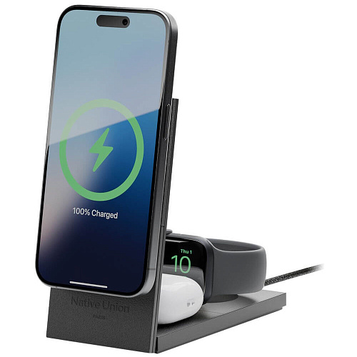 Беспроводная зарядная панель 3 в 1 Для IPhone, Apple Watch, Airpods Native Union Rise 3-in-1 25W Black