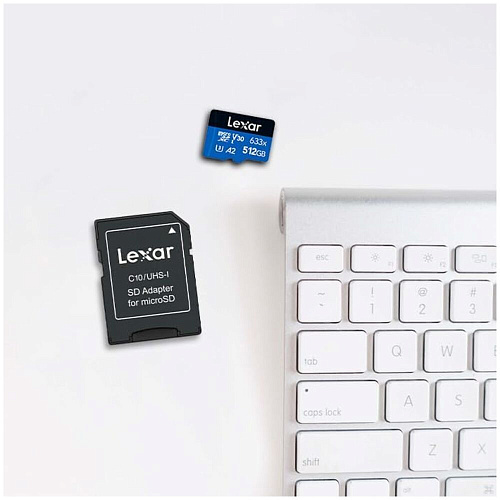 Карта памяти Micro SecureDigital 512Gb Lexar 633x SDXC class 10 (LSDMI512BB633A) + SD адаптер