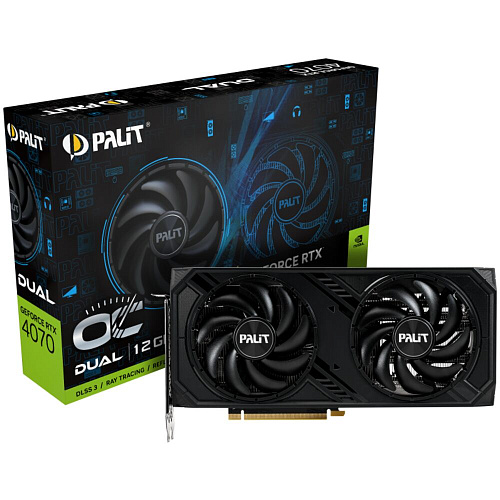 Видеокарта Palit GeForce RTX 4070 12288Mb, Dual OC 12G (NED4070S19K9-1047D) 1xHDMI, 3xDP, Ret