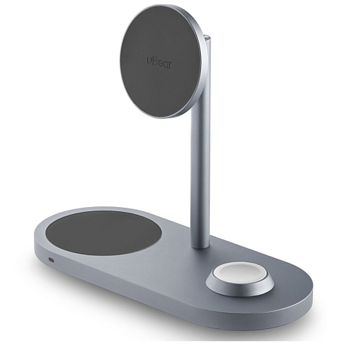 Беспроводная зарядная панель 3 в 1 Для IPhone, Apple Watch, Airpods uBear Stage Ultra Qi2.2 35W Silver