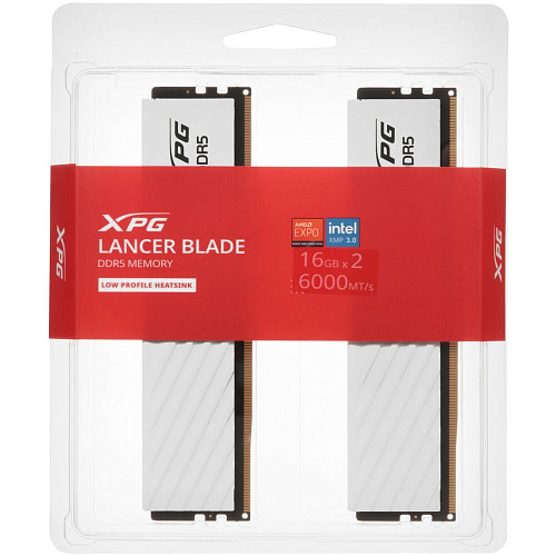 Модуль памяти DIMM 32Gb 2х16Gb DDR5 PC48000 6000MHz ADATA XPG Lancer Blade White (AX5U6000C3616G-DTLABWH)