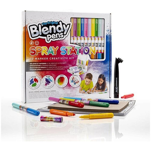 Набор фломастеров-хамелеонов «Blendy pens» (20 шт.) c трафаретами и аэрографом УЦЕНКА